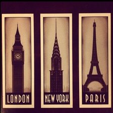 Оригинал схемы вышивки «Лондон, Нью-Йорк, Париж» (№440904)