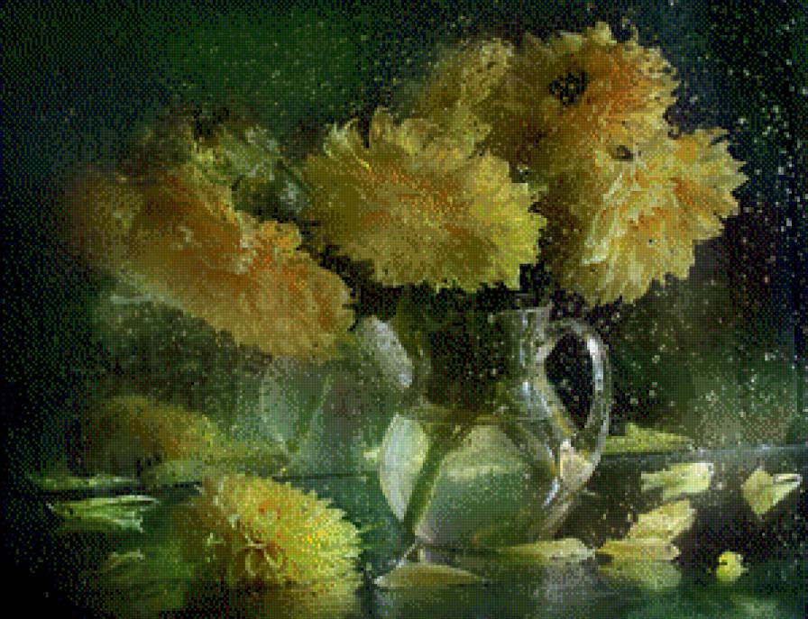 Серия "Цветы под дождем" - георгины, цветы, букет - предпросмотр