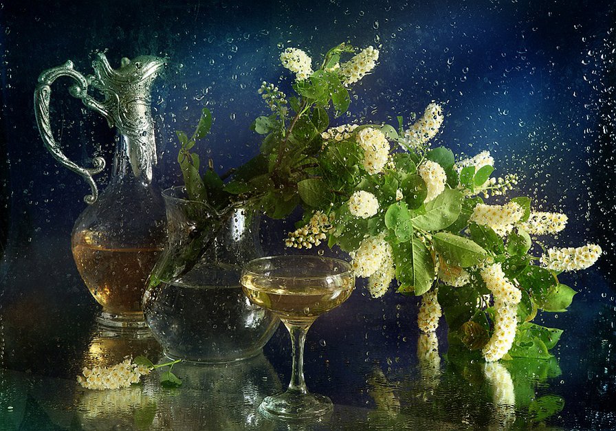 Серия "Цветы под дождем" - натюрморт, черемуха, цветы - оригинал