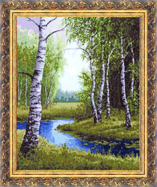 в березовом краю - лето, пейзаж, картина река, красота - оригинал