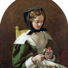 Схема вышивки «дама с цветами»