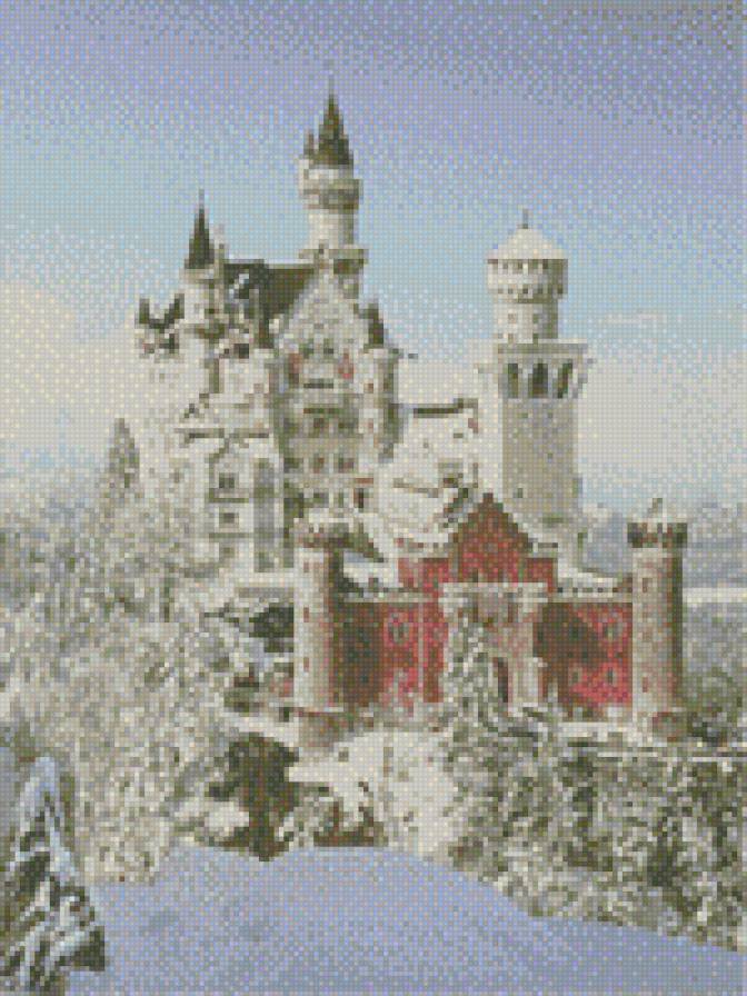 №441514 - пейзаж, зима, картина, замок - предпросмотр