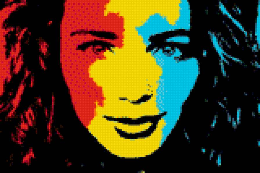 Девушка - цвета, девушка, лицо, монохром - предпросмотр