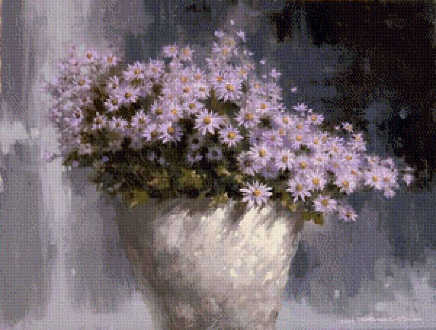 Ромашки полевые - цветы, ромашки, живопись, натюрморт, букет - предпросмотр