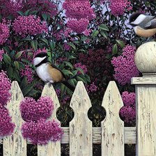 Схема вышивки «синички у сирени»