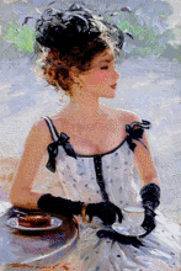 Кофе - девушка, утро, париж, кофе - предпросмотр