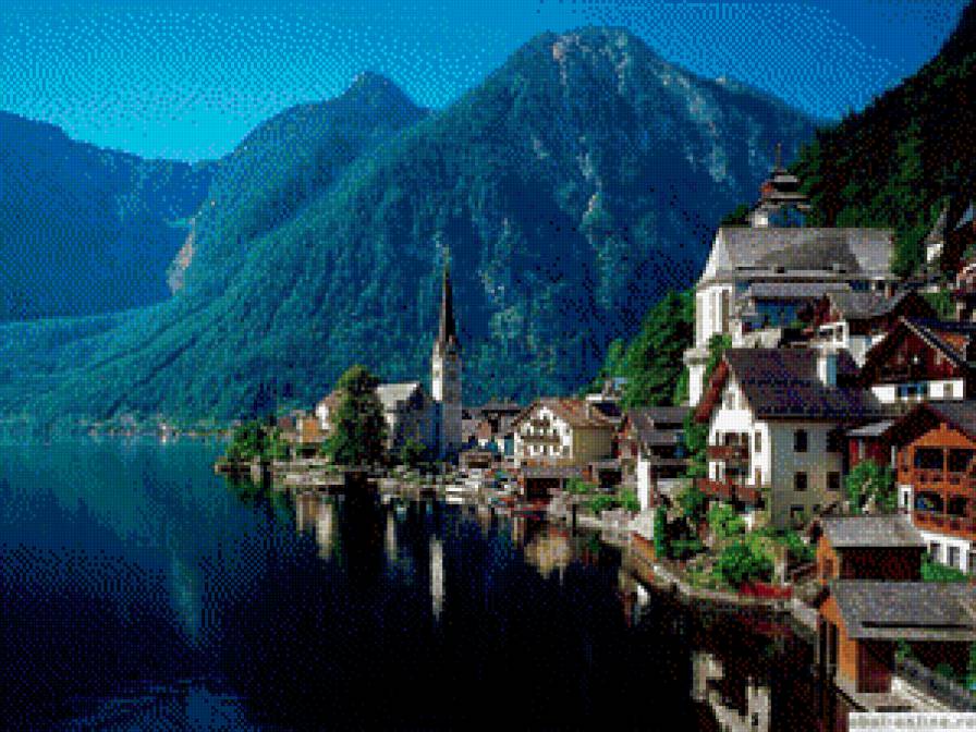 Городок - дома, море, горы - предпросмотр