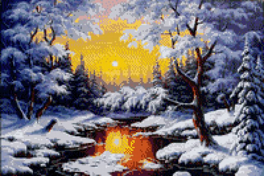 Зимний закат - предпросмотр