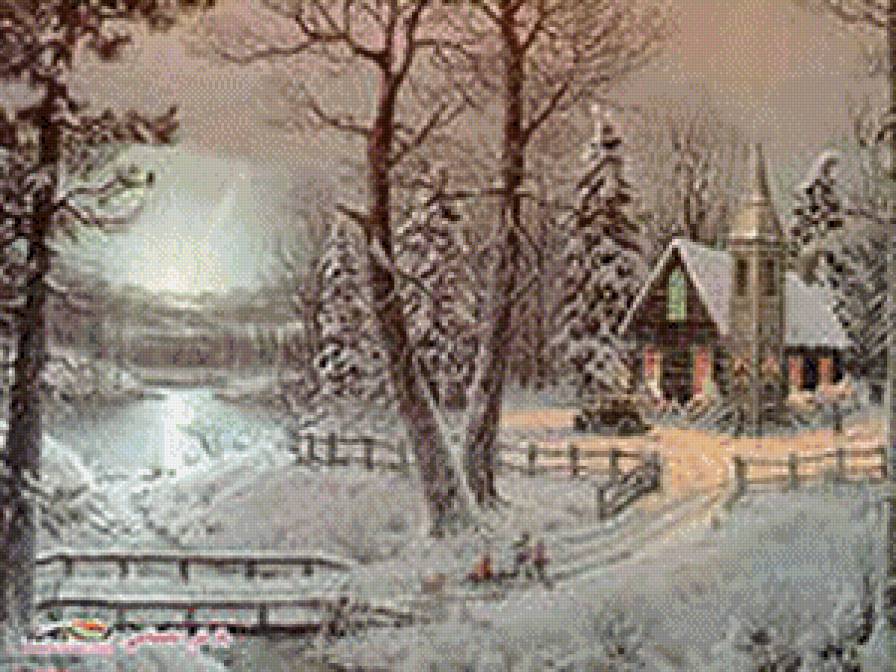 Зимний вечер - пейзаж - предпросмотр