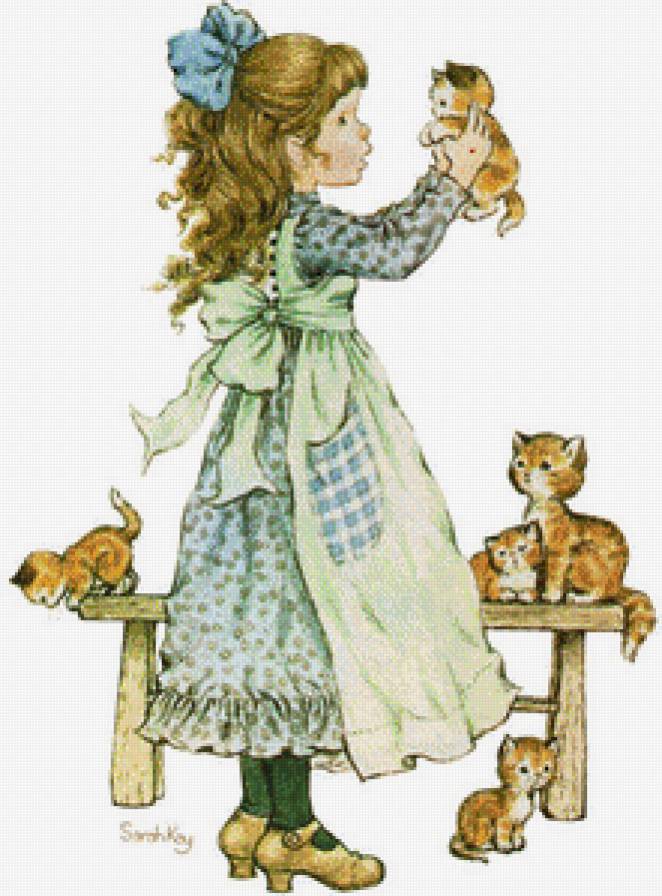 девочка - девочка, игра, котята - предпросмотр