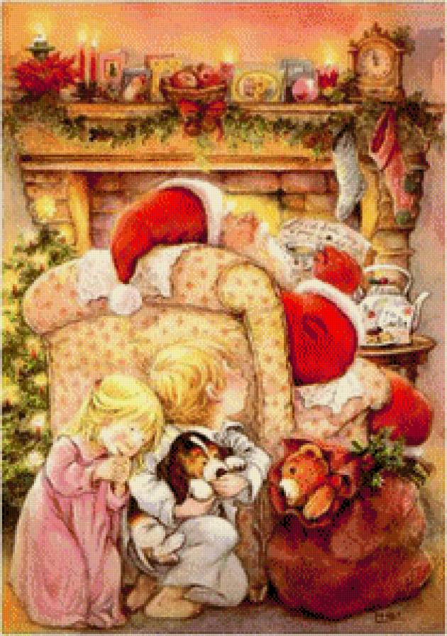 рождество - игрушки, дети, санта, рождество, новый год, подарки - предпросмотр