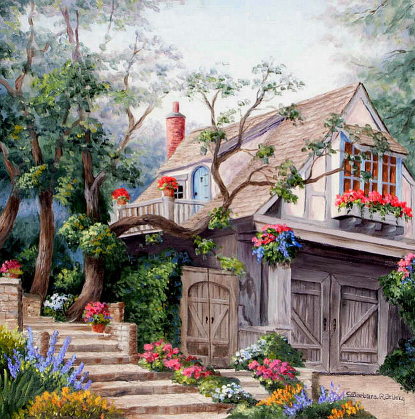 дачный домик - дом, лето, цветы, природа - оригинал