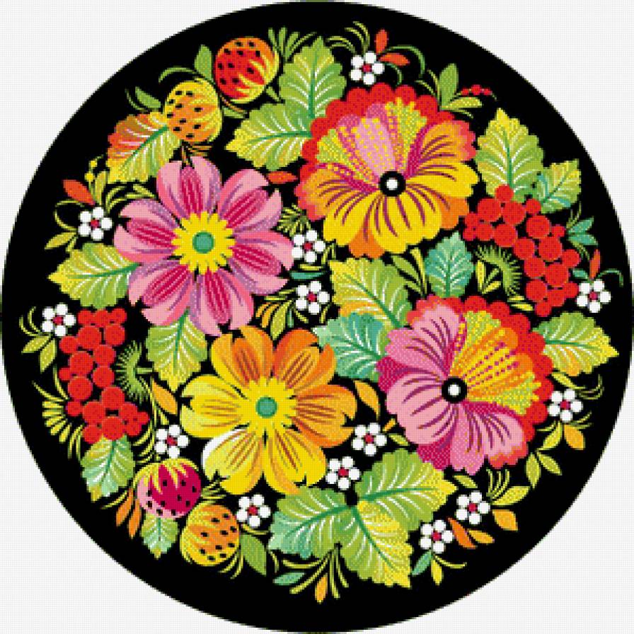 №444154 - подушка, узоры, орнамент, цветы, скатерть, ягоды, роспись, салфетка - предпросмотр