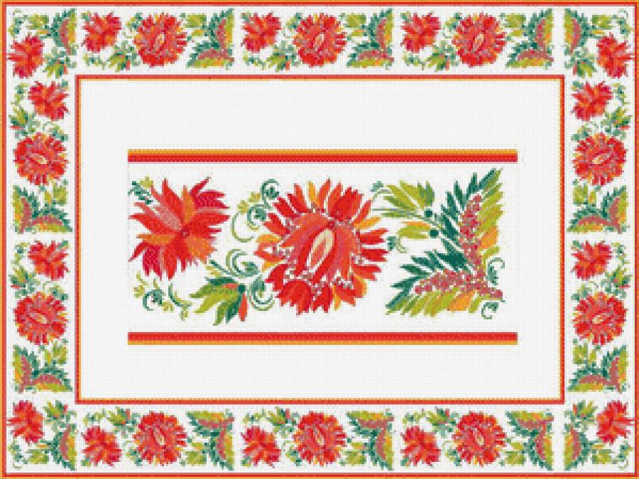 №444181 - бордюр, скатерть, узор, салфетка, цветы, подушка - предпросмотр