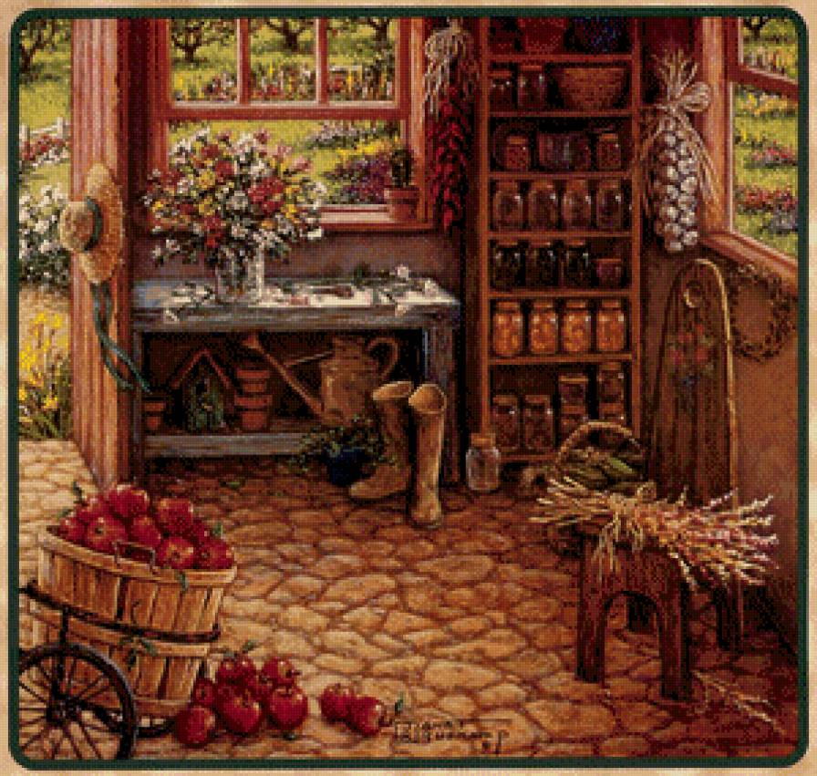 календарь-август - календарь, дача, дом, дворик - предпросмотр