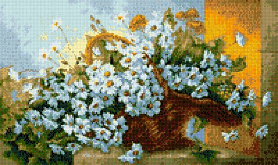 ромашки в корзине - букет, цветы, ромашки - предпросмотр