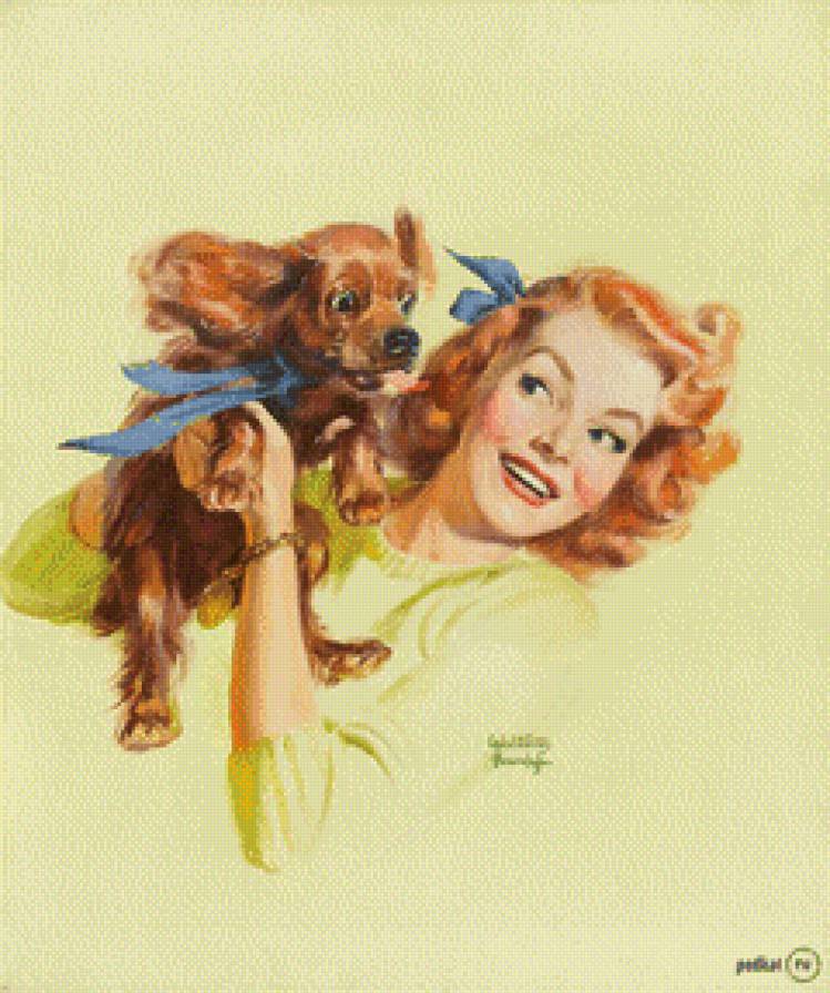 девушка с собакой. - девушка, собака - предпросмотр