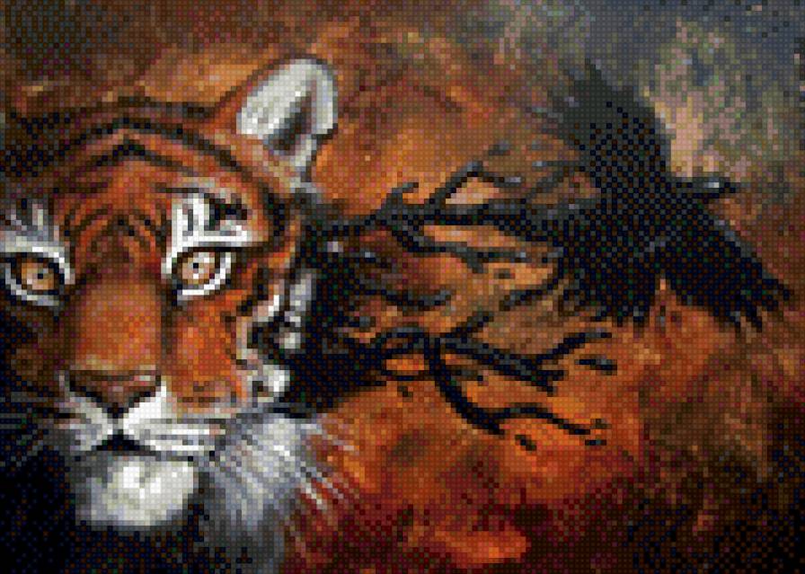 Tiger And The Crow - тигр, ворона - предпросмотр