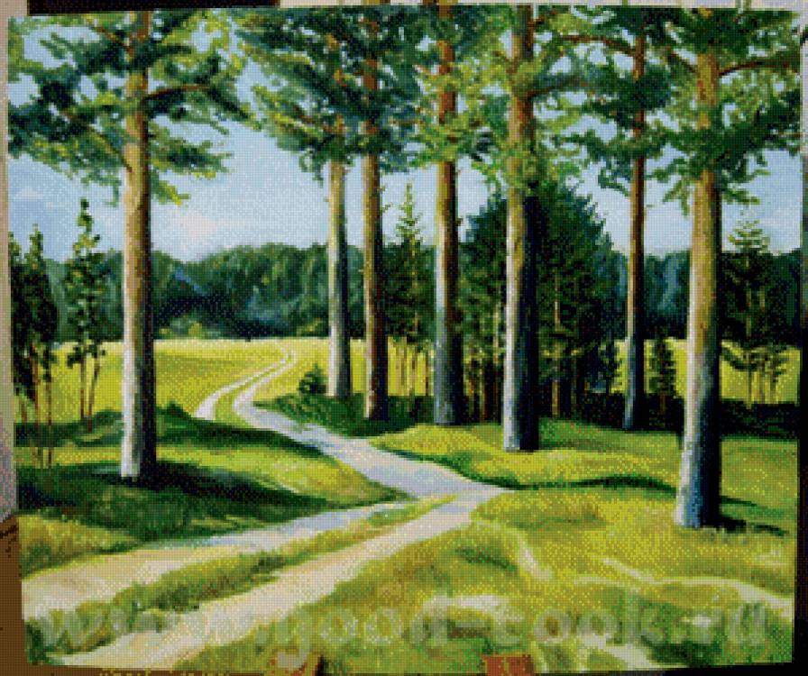 №444658 - природа, живопись, пейзаж, деревья - предпросмотр