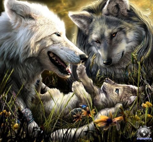 Семья - животные, волки, романтика, нежность - оригинал