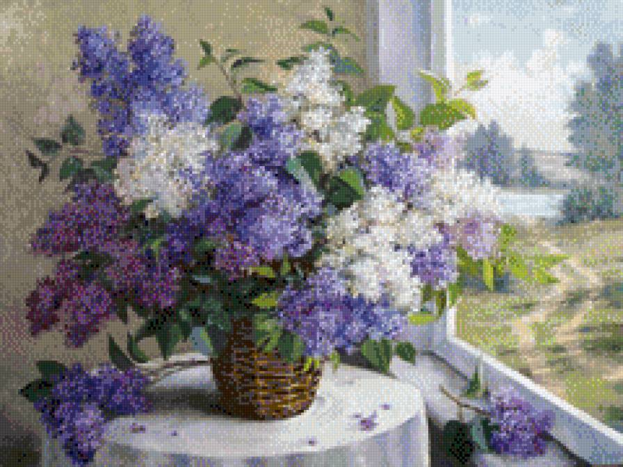 Сирень у окна - букет, сирень, окно, цветы, лето - предпросмотр