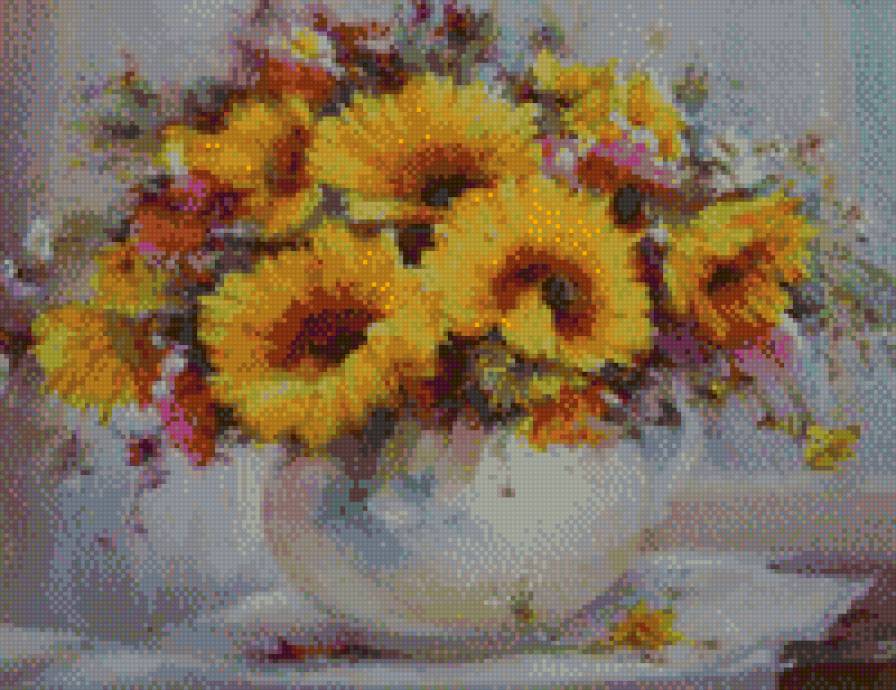 Цветы в вазе - натюрморт, цветы - предпросмотр