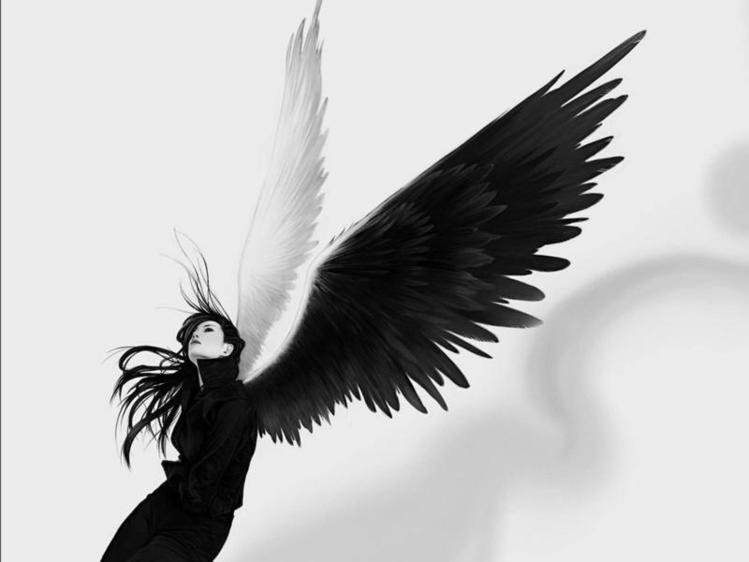 ангел - ангел, женщина, черно-белое - оригинал