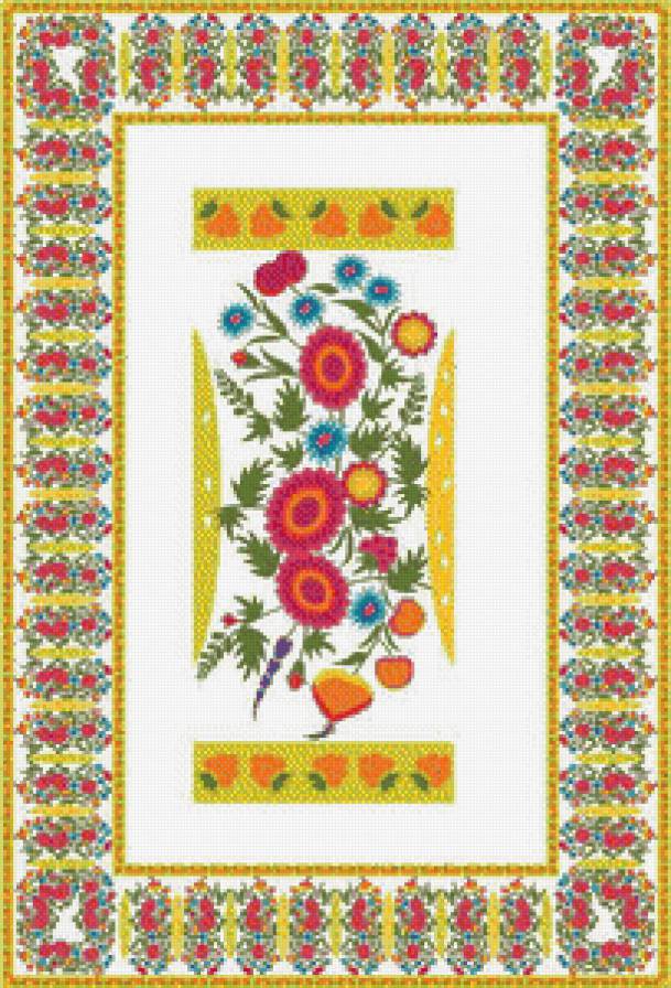 №446065 - цветы, орнамент, бордюр, скатерть, подушка, салфетка, узор - предпросмотр