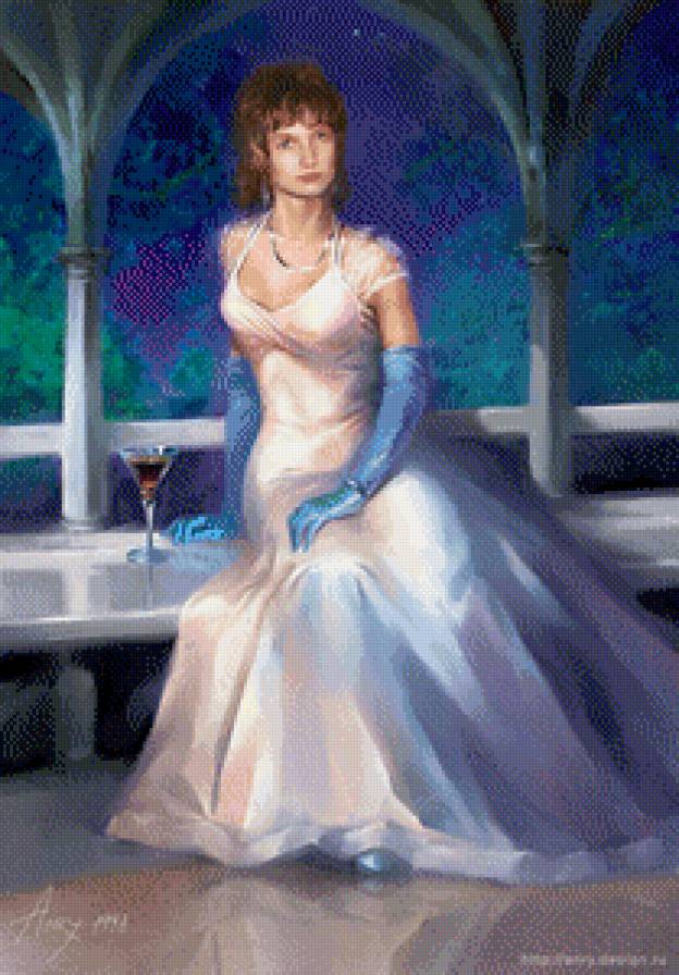 дама с вином - портрет, девушка, женщина, дама - предпросмотр