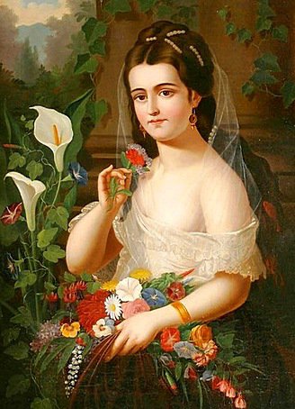 Женский портрет - портрет, цветы, девушка - оригинал