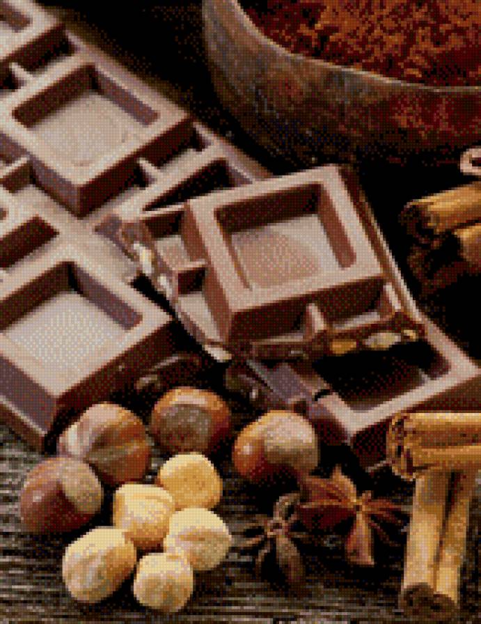 Шоколадка - еда, шоколад, орехи - предпросмотр