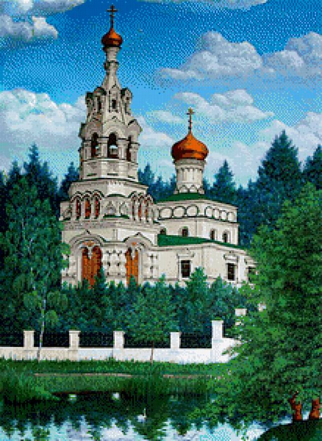 Храм на берегу - храм, церковь, пейзаж - предпросмотр