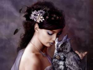 Девушка с совой - фэнтези, девушка - оригинал