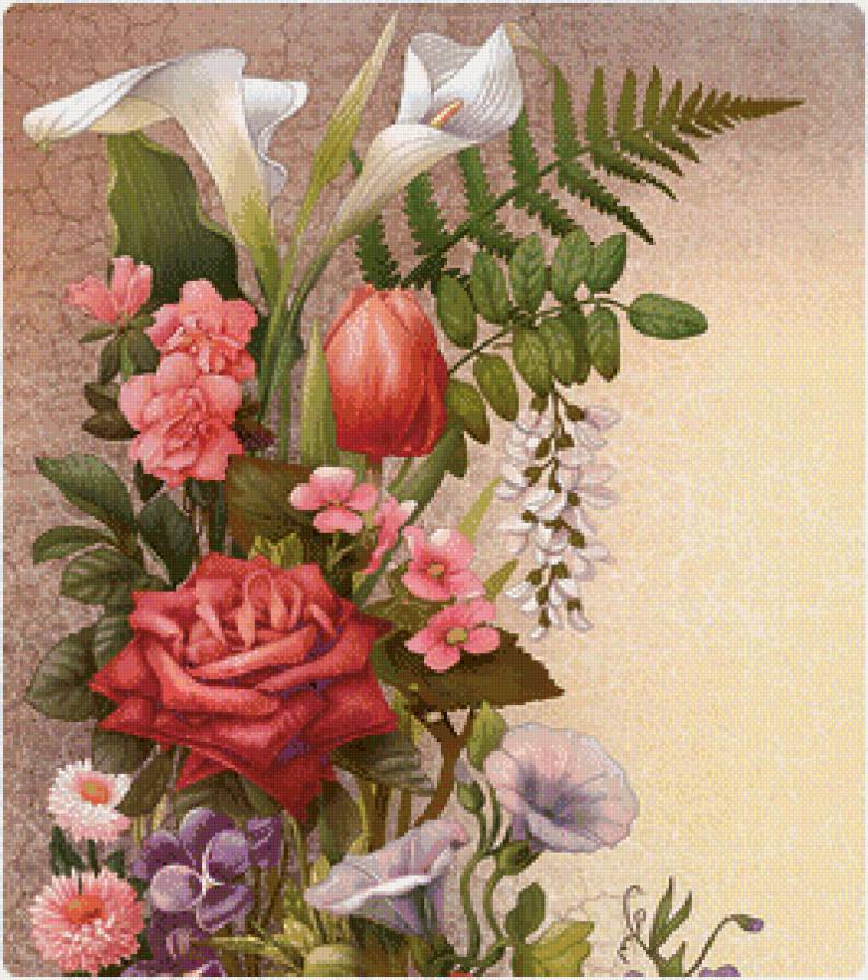 прекрасный букет - каллы, розы, букет, белые цветы, роза, розовые цветы, калла - предпросмотр
