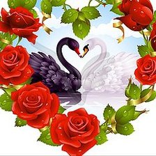 Схема вышивки «лебеди и розы»