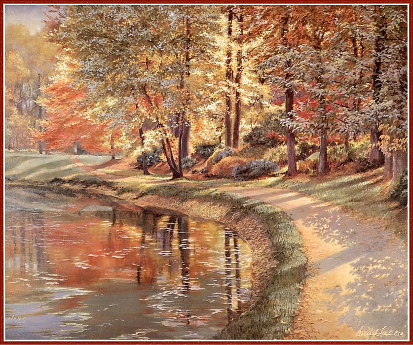 осенний пейзаж - река, природа, осень, вода, деревья - оригинал