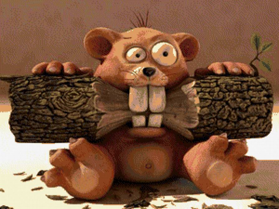 бобер - зубы, животные, бобер, дерево, природа - предпросмотр