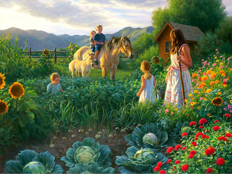 утренний объезд - сельский пейзаж - оригинал