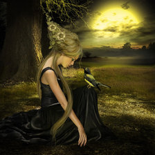 Схема вышивки «Девушка с птицей»