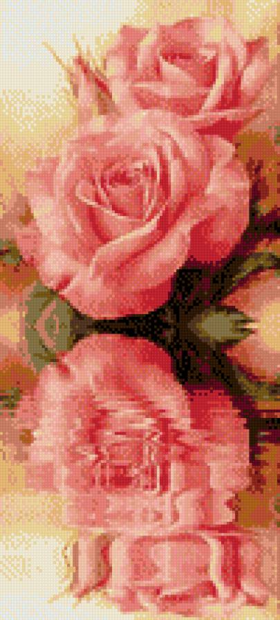 розы отражение в воде - картина, розы, цветы - предпросмотр