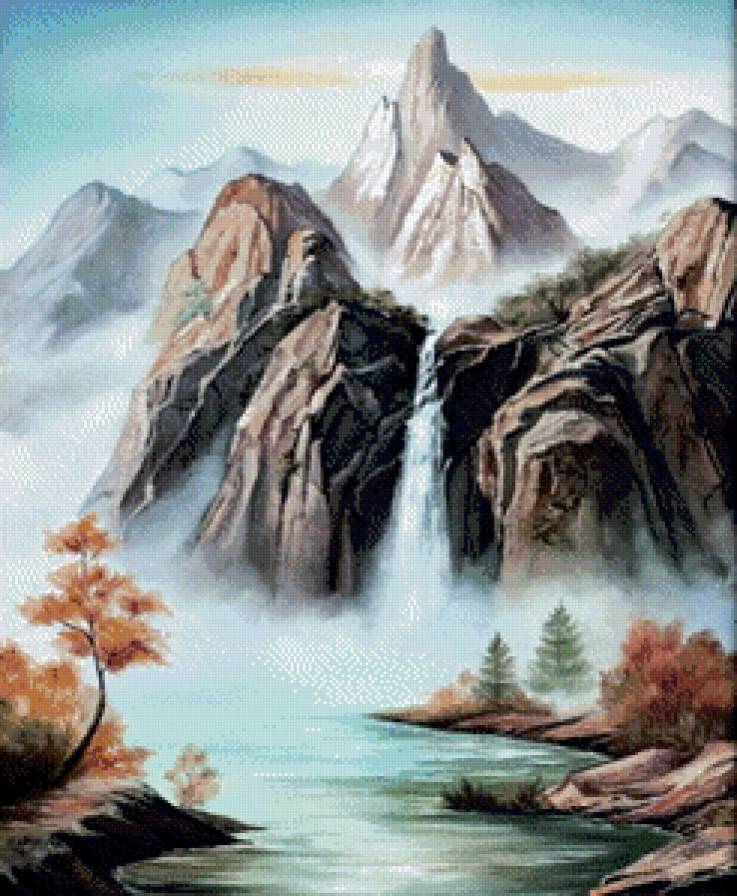 горный пейзаж - вода, лето, природа, деревья - предпросмотр