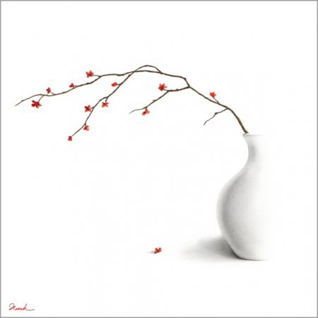 №447681 - ветка, натюрморт, простота, ваза, белое - оригинал