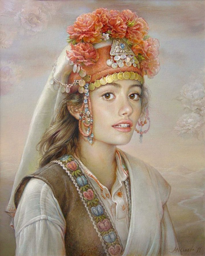 Серия "Она" - цветы, букет, девушка - оригинал