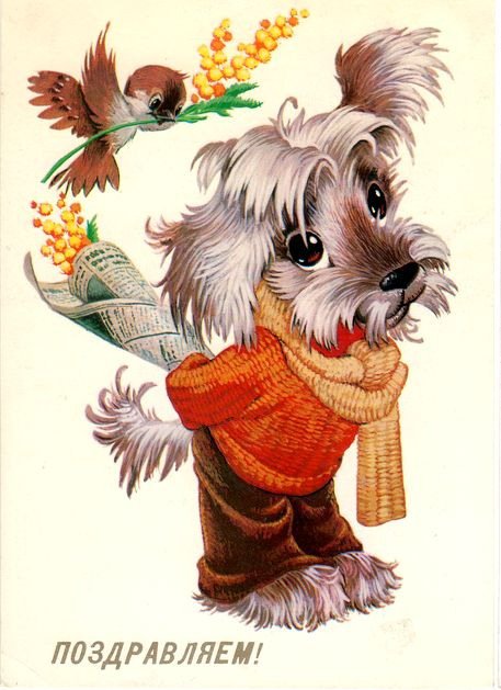 открытка - собака, открытка - оригинал