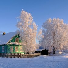 Схема вышивки «домик в деревне»