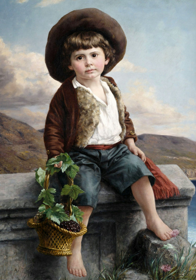 Мальчуган - живопись, детство, мальчик, дети - оригинал