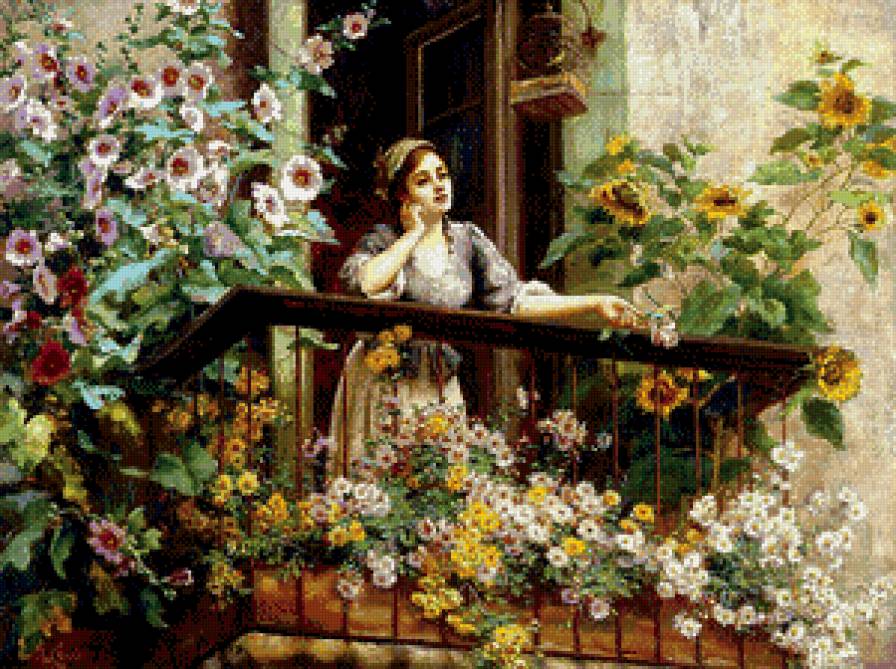 Девичьи грёзы - девушка, цветы - предпросмотр