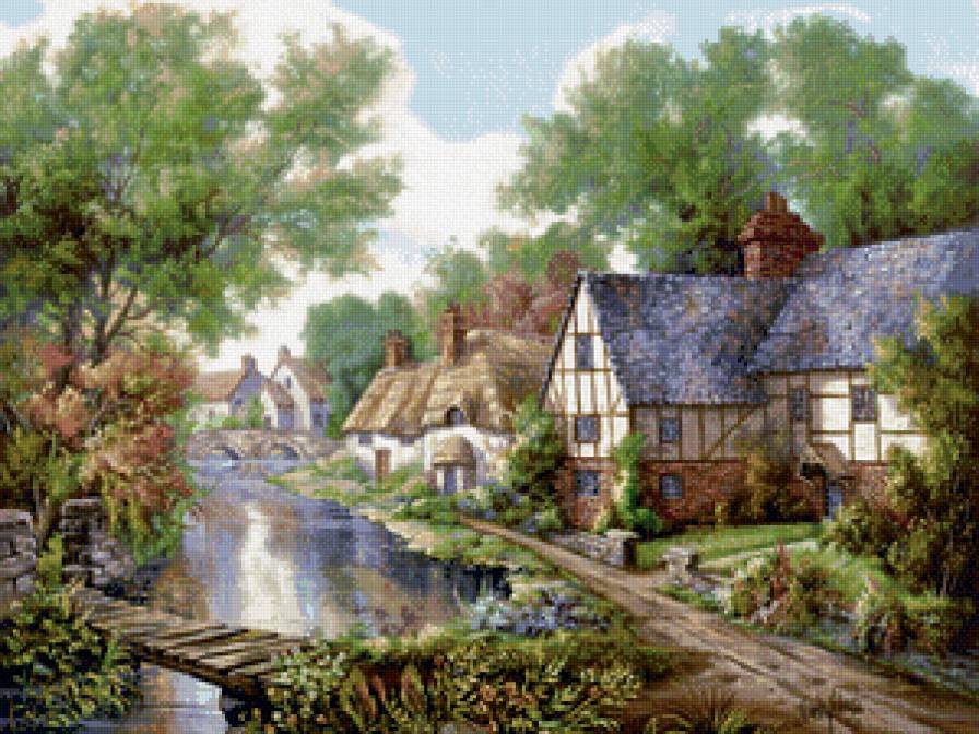 дачный домик - лес, солнечный день, цветы, дом, природа - предпросмотр