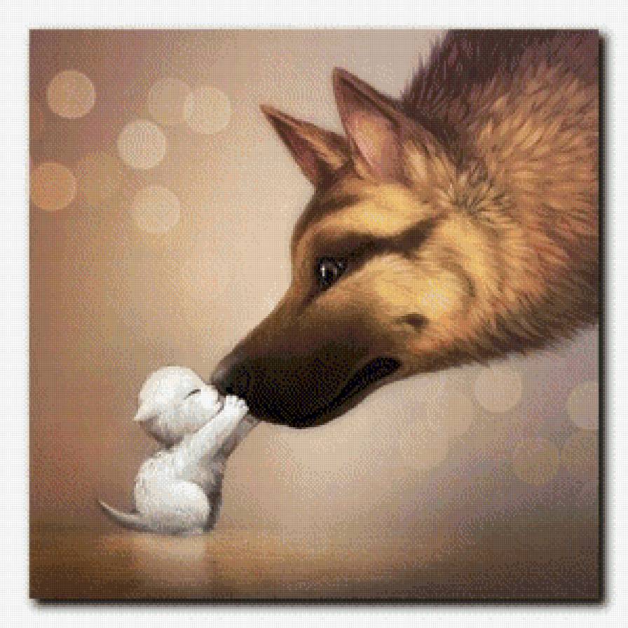 Дружба - собака и котенок. - предпросмотр