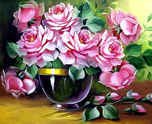 Розовый букет - розы, цветы, букет - оригинал